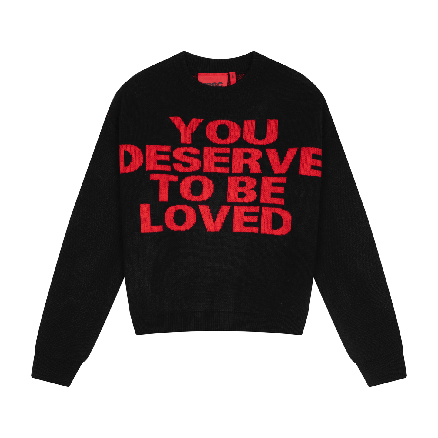YOU DESERVE TO BE LOVED KNIT SWEATER/ RED BLACK