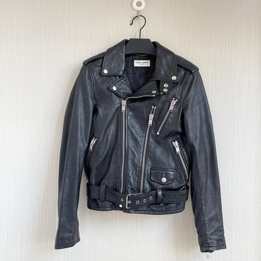 HEDI SLIMANE X SAINT LAURENT PARIS BLOOD LUSTER L17 BIKER LEATHER JACKET - F36