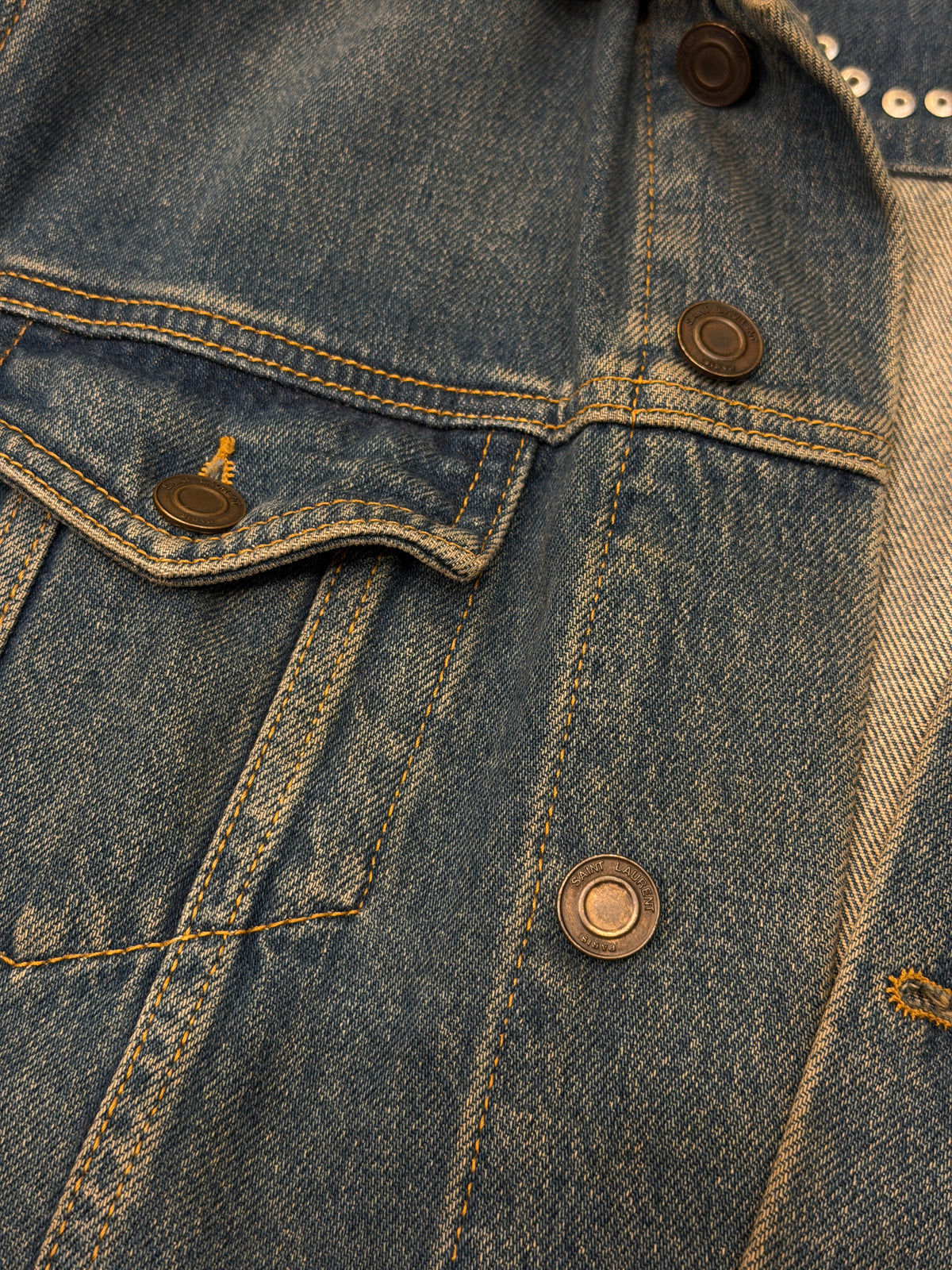 FW14 Runway Embroidered Denim Jacket - L