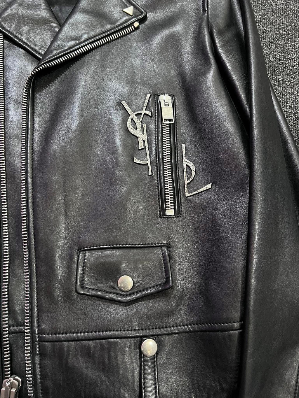 FW16 Saint Laurent x Hedi Slimane YSL L01 Leather Jacket - 44