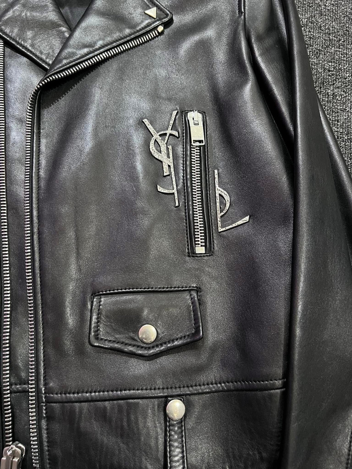 FW16 Saint Laurent x Hedi Slimane YSL L01 Leather Jacket - 44