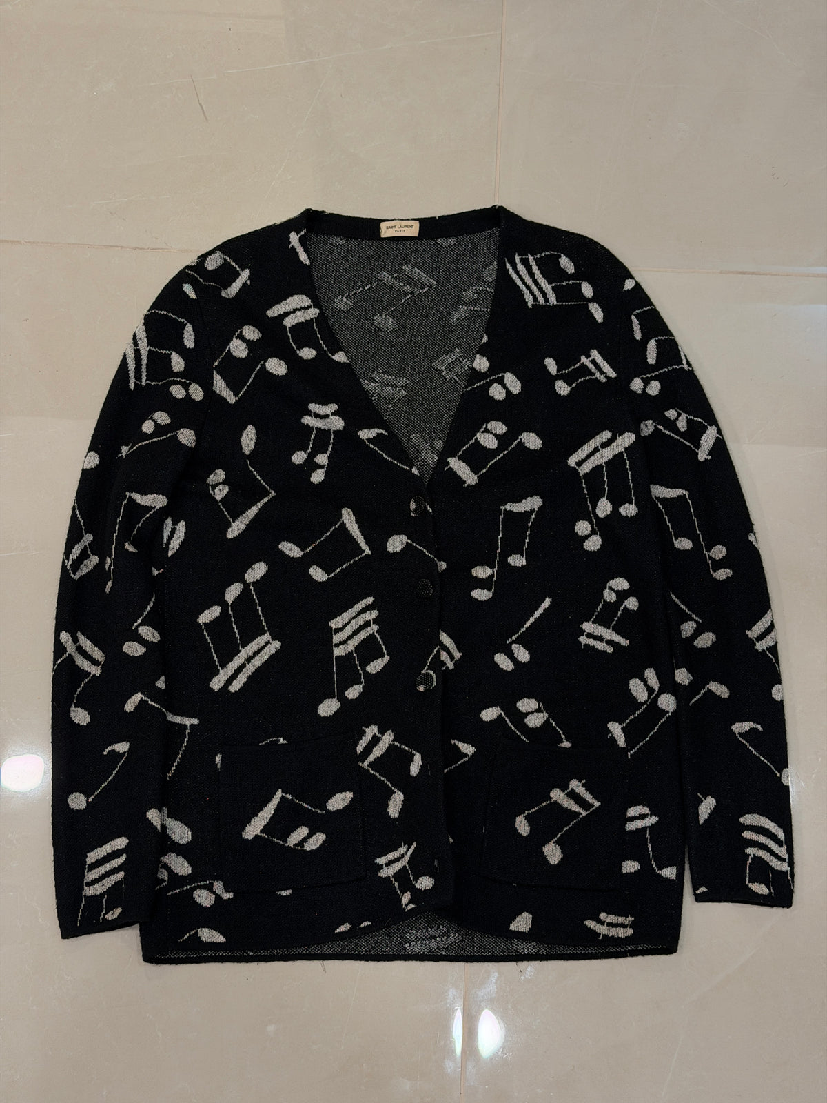 Saint Laurent Music Notes Wool Cardigan - M