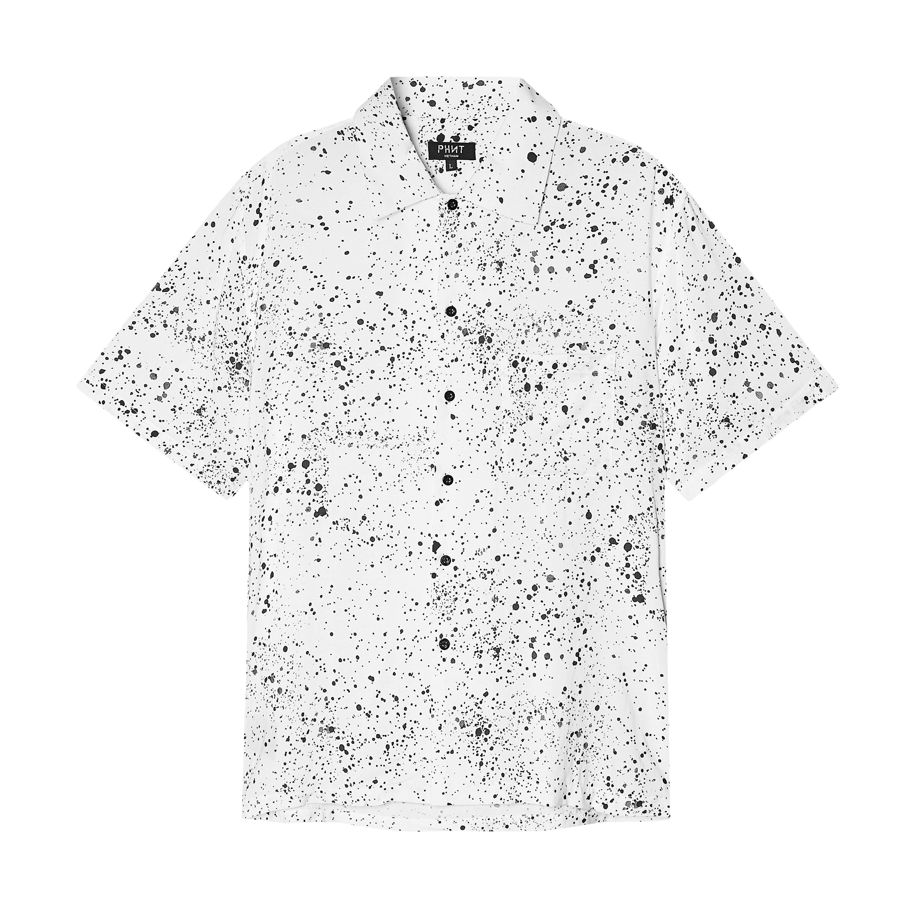 Velender Vermont Paint Dot Linen Shortsleeved Shirt - White