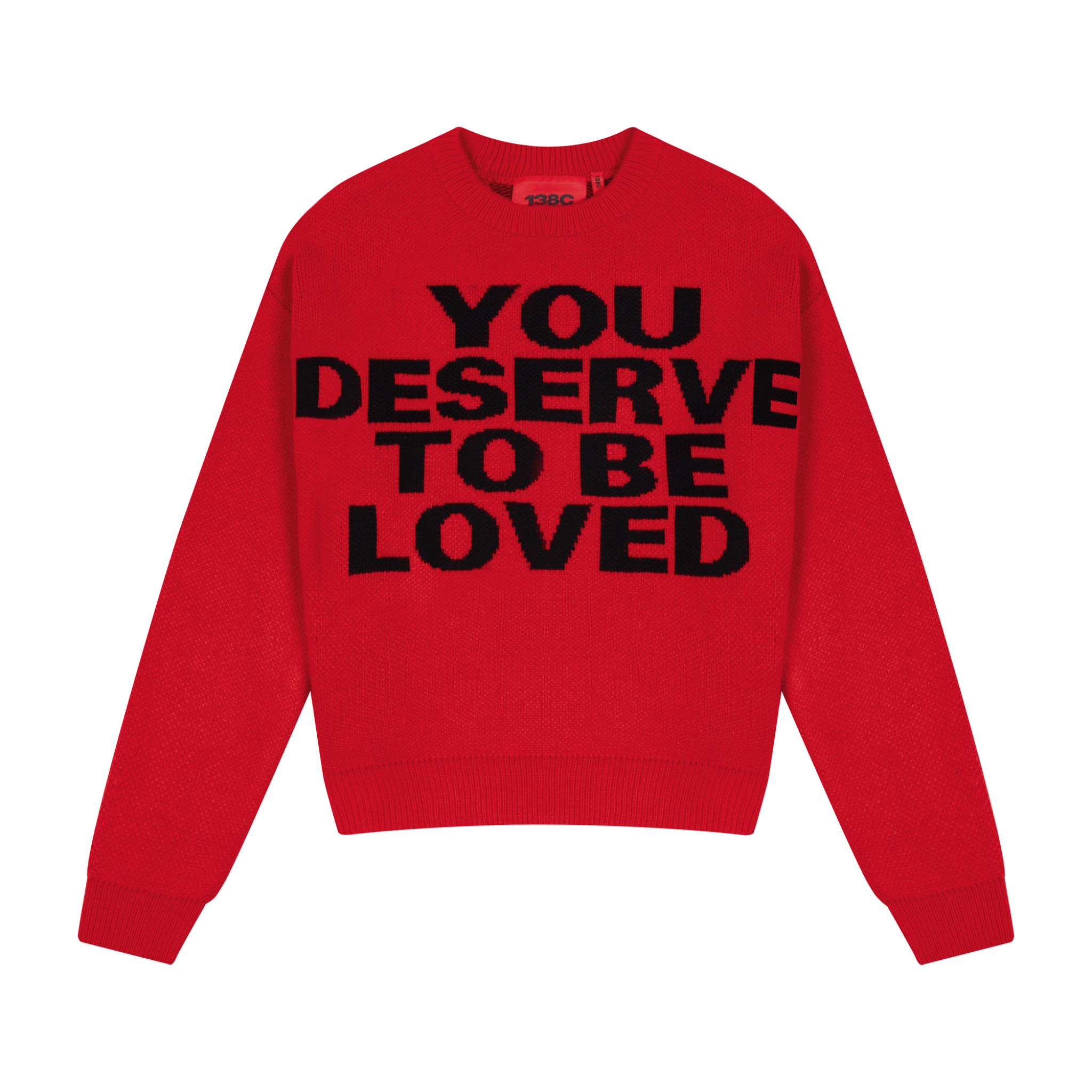 YOU DESERVE TO BE LOVED KNIT SWEATER/ BLACK RED