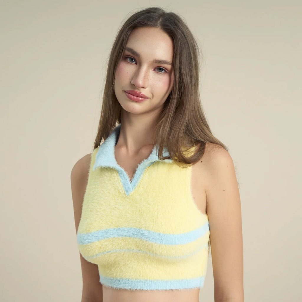 Love User Fuzzy Knit Croptop