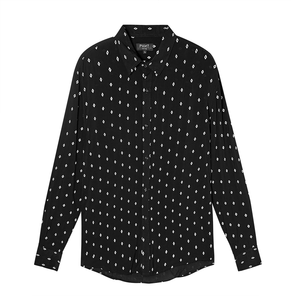 Velender Vermont Diamond Linen Shirt - Black