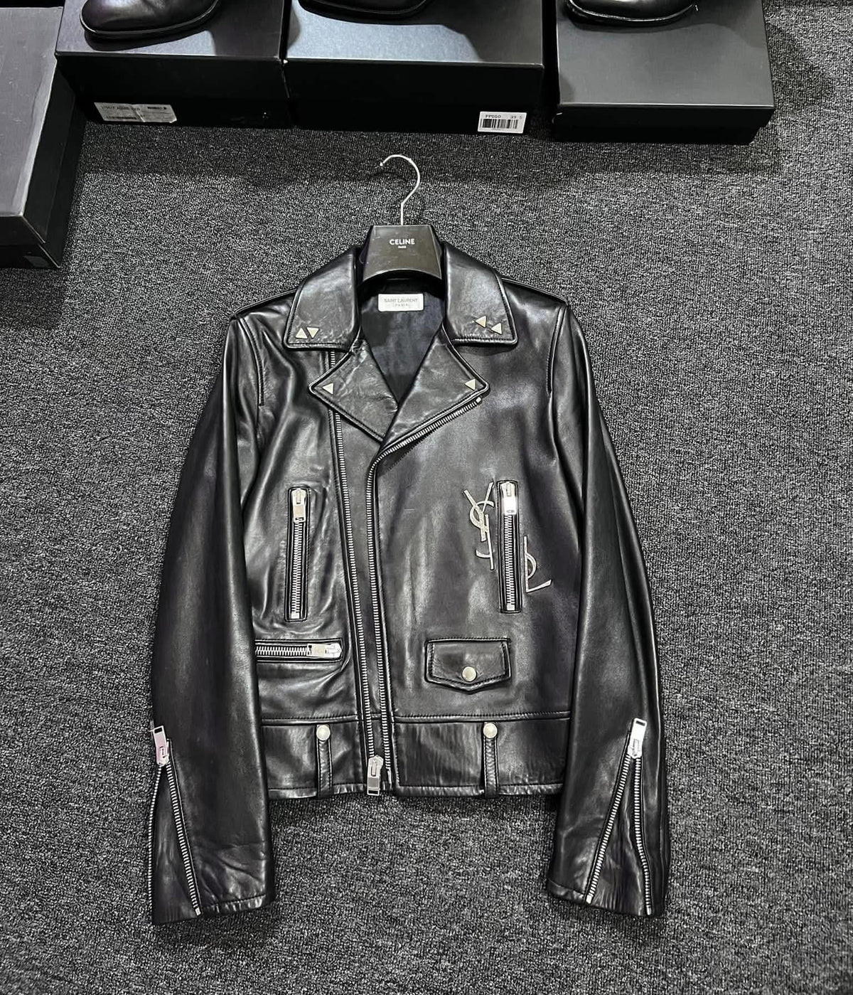 FW16 Saint Laurent x Hedi Slimane YSL L01 Leather Jacket - 44