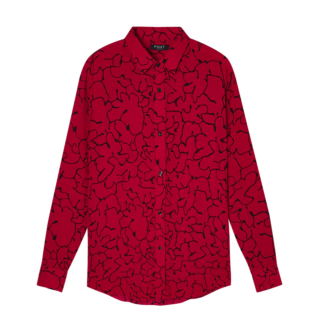 Velender Vermont Crimson Linen Shirt - Red