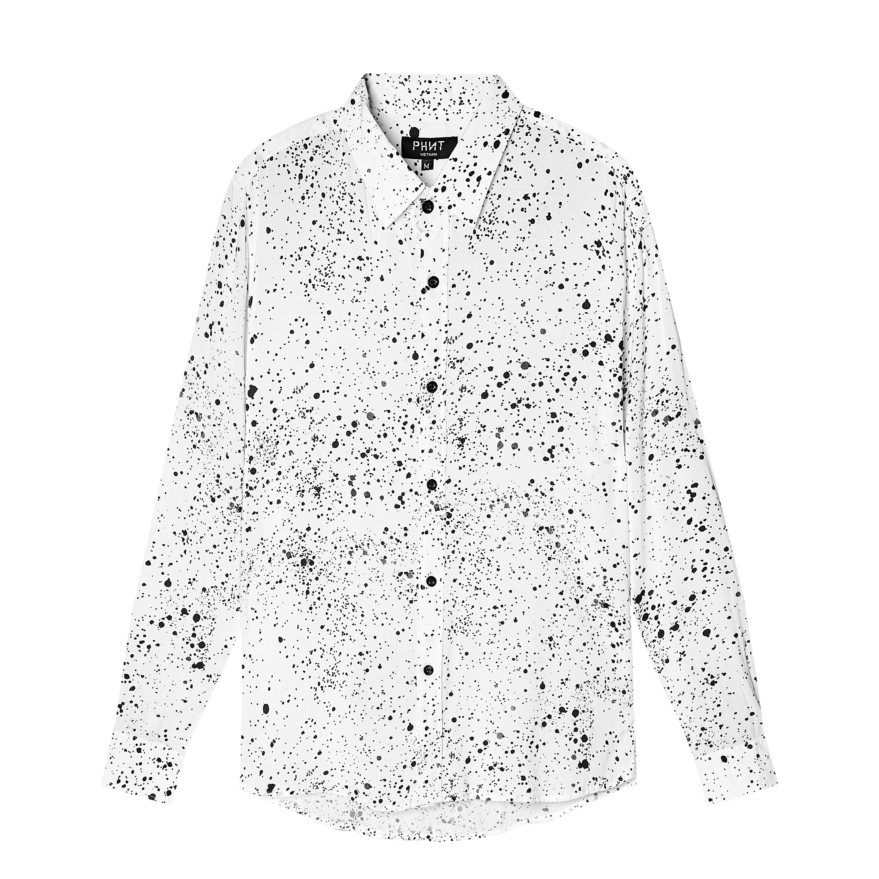 Velender Vermont Paint Dot Linen Shirt - White