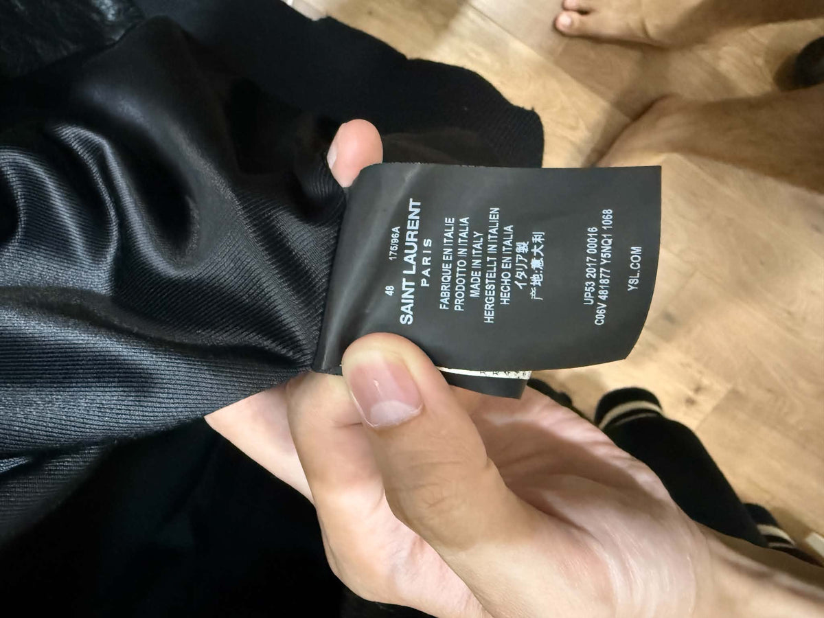 FW17 Saint Laurent x Hedi Slimane Flame Leather Teddy Jacket - 48