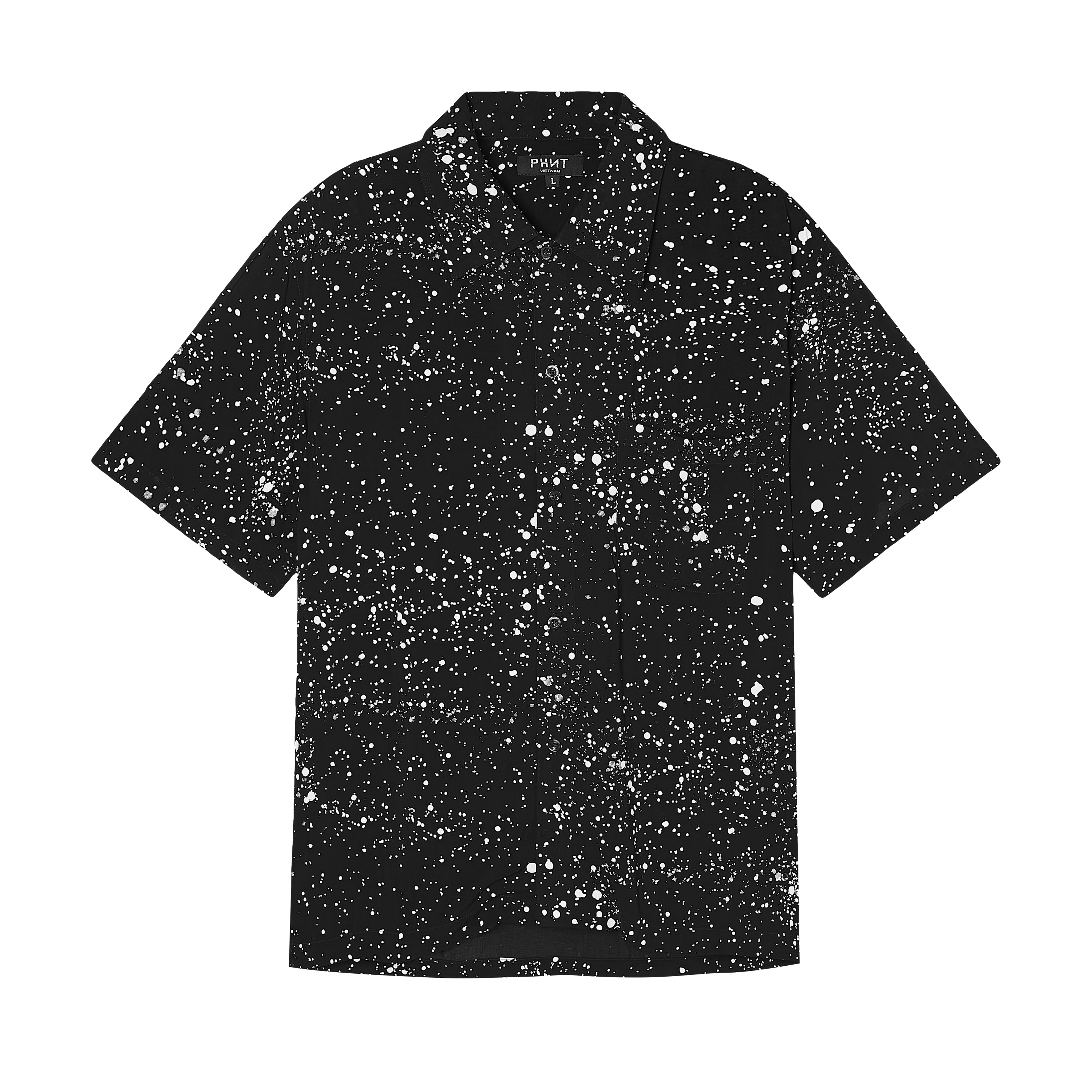Velender Vermont Paint Dot Linen Shortsleeved Shirt - Black