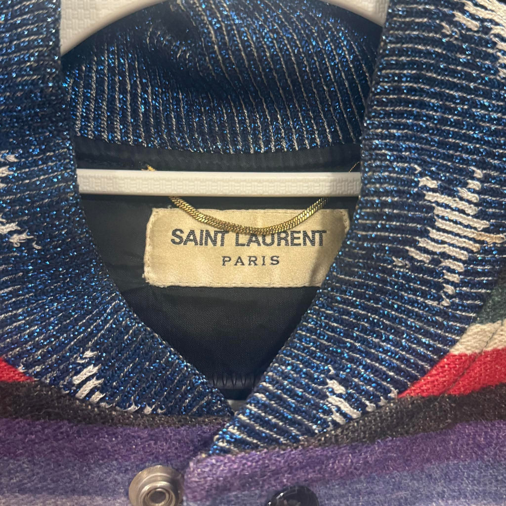 Hedi Slimane x Saint Laurent Dinosaur Camo Leather Teddy Bomber Jacket F34 Used