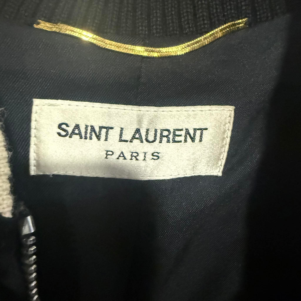 Hedi Slimane x Saint Laurent Blood Luster Silk Varsity Jacket - F38