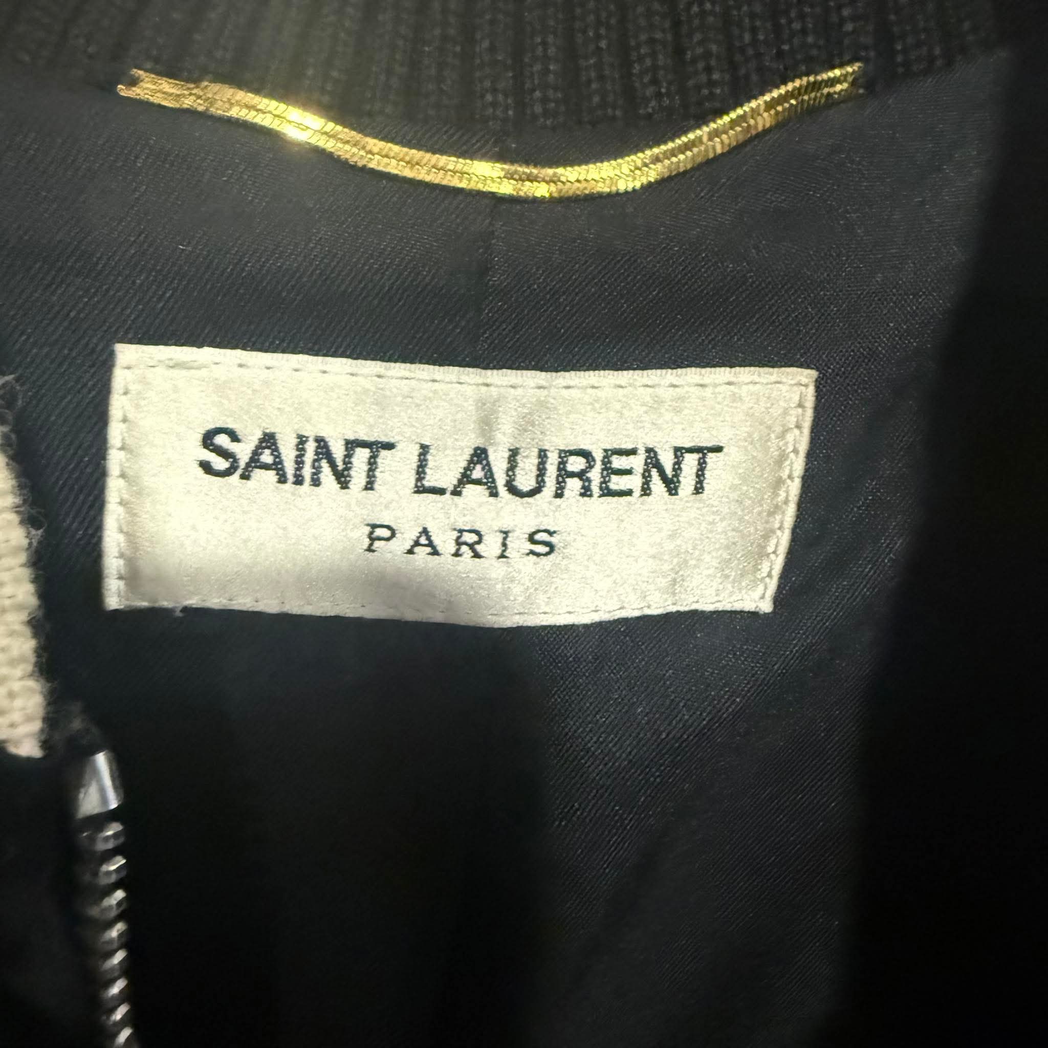 Hedi Slimane x Saint Laurent Blood Luster Silk Varsity Jacket - F38