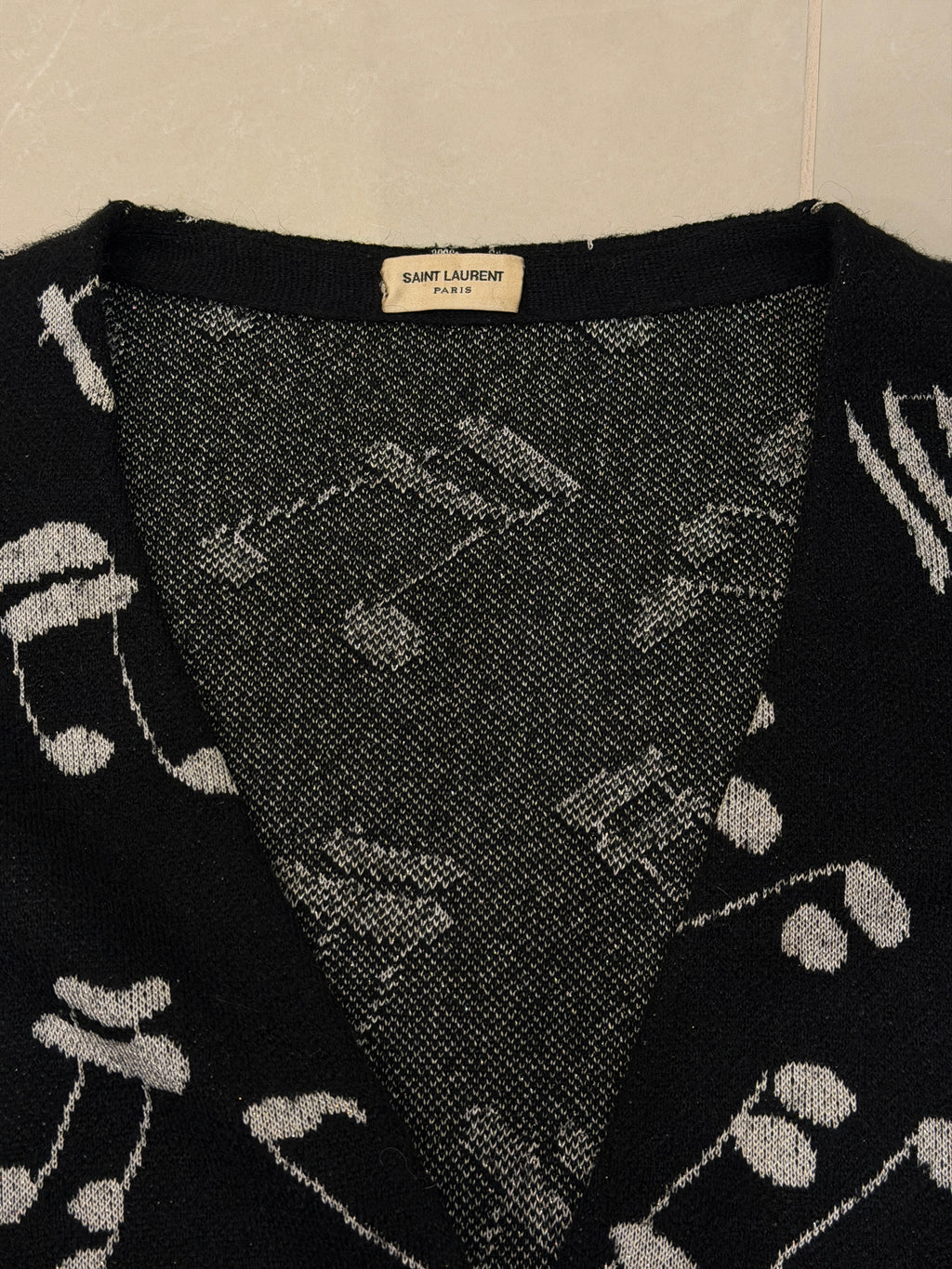 Saint Laurent Music Notes Wool Cardigan - M