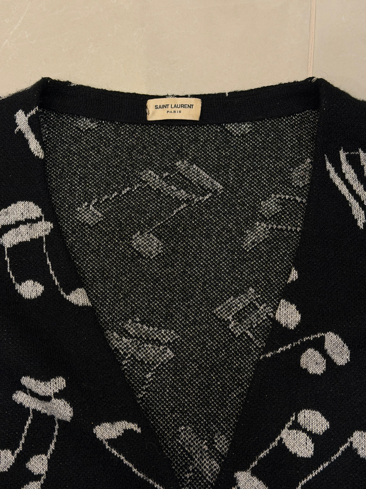 Saint Laurent Music Notes Wool Cardigan - M