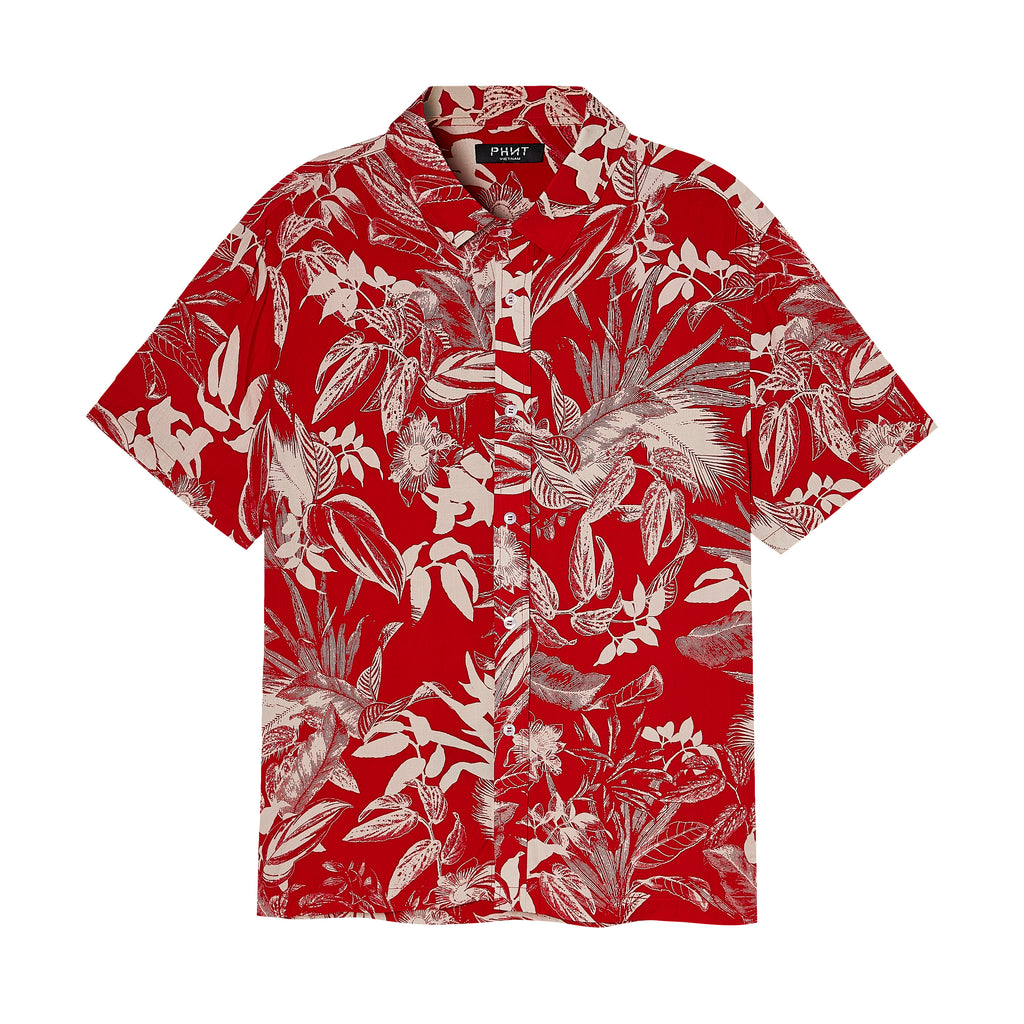 Velender Vermont Tropical Hawaiian Shirt - Red
