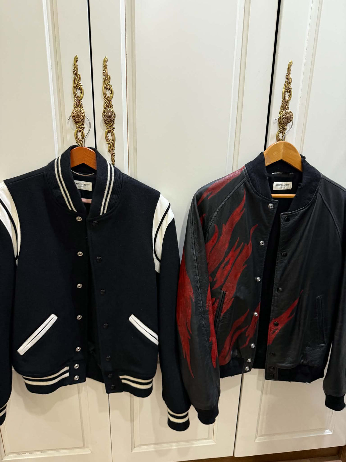 FW17 Saint Laurent x Hedi Slimane Flame Leather Teddy Jacket - 48