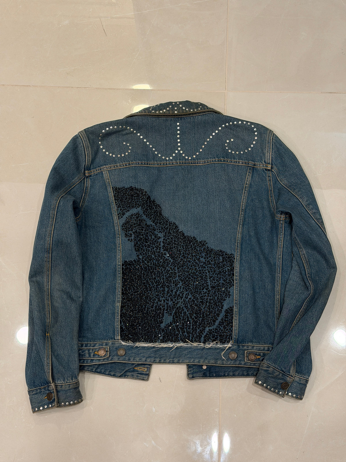 FW14 Runway Embroidered Denim Jacket - L