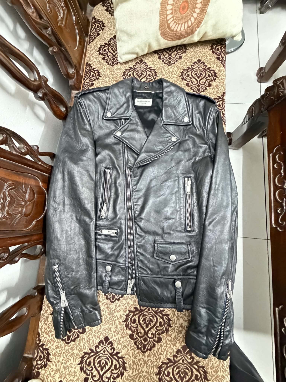 FW19 Saint Laurent L01 Leather Biker Jacket - IT46