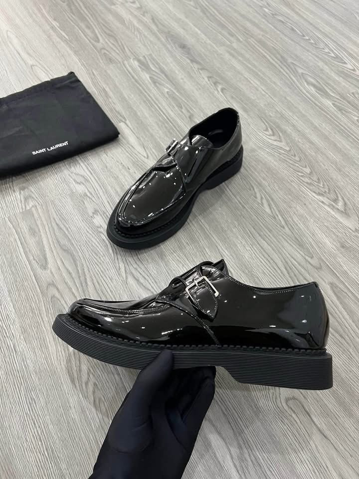 Saint Laurent Teddy Monk Strap Black Patent Leather - 41