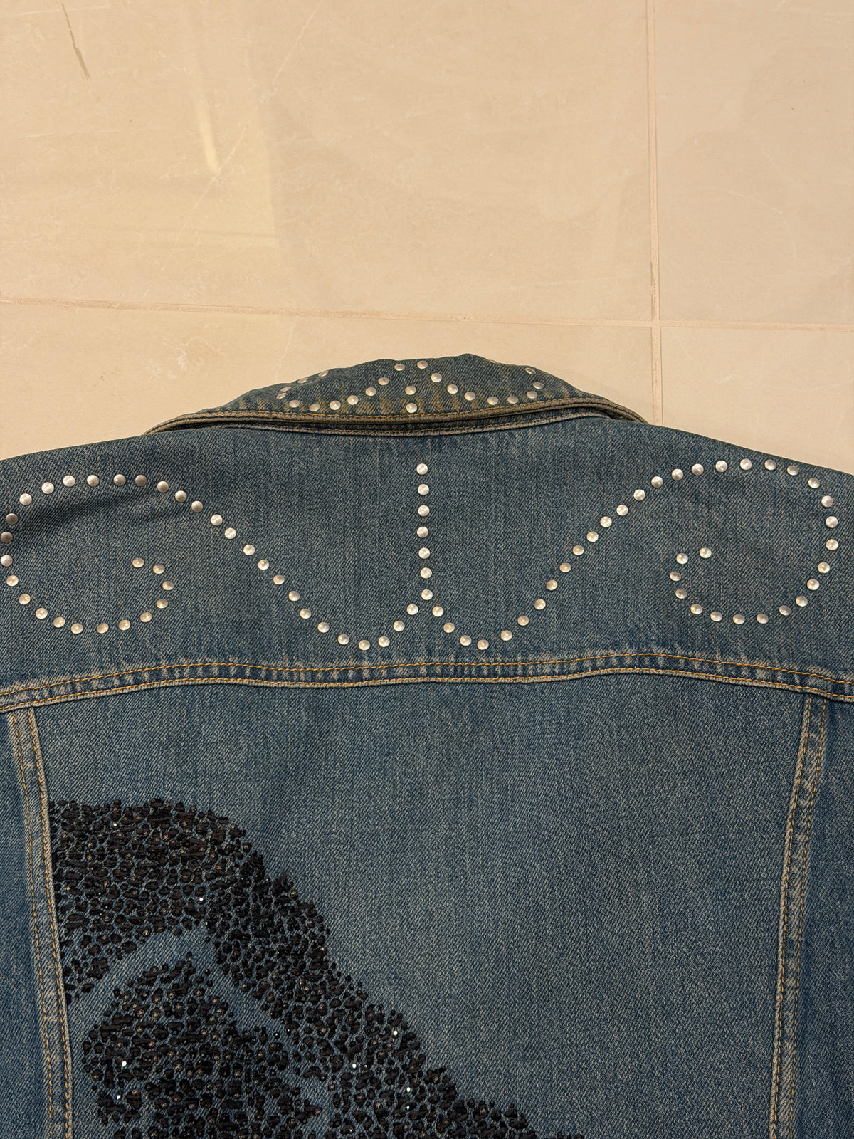 FW14 Runway Embroidered Denim Jacket - L
