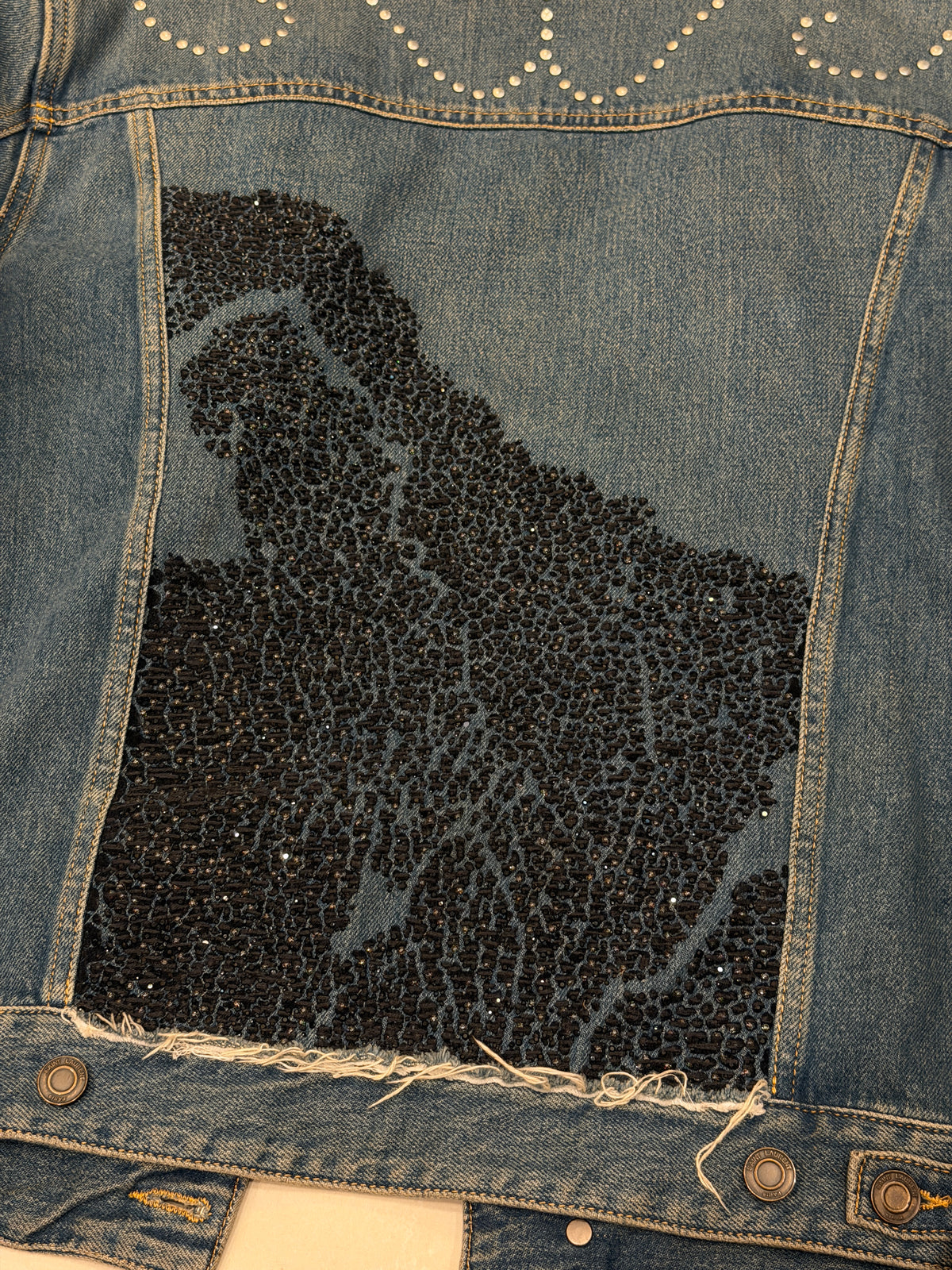 FW14 Runway Embroidered Denim Jacket - L