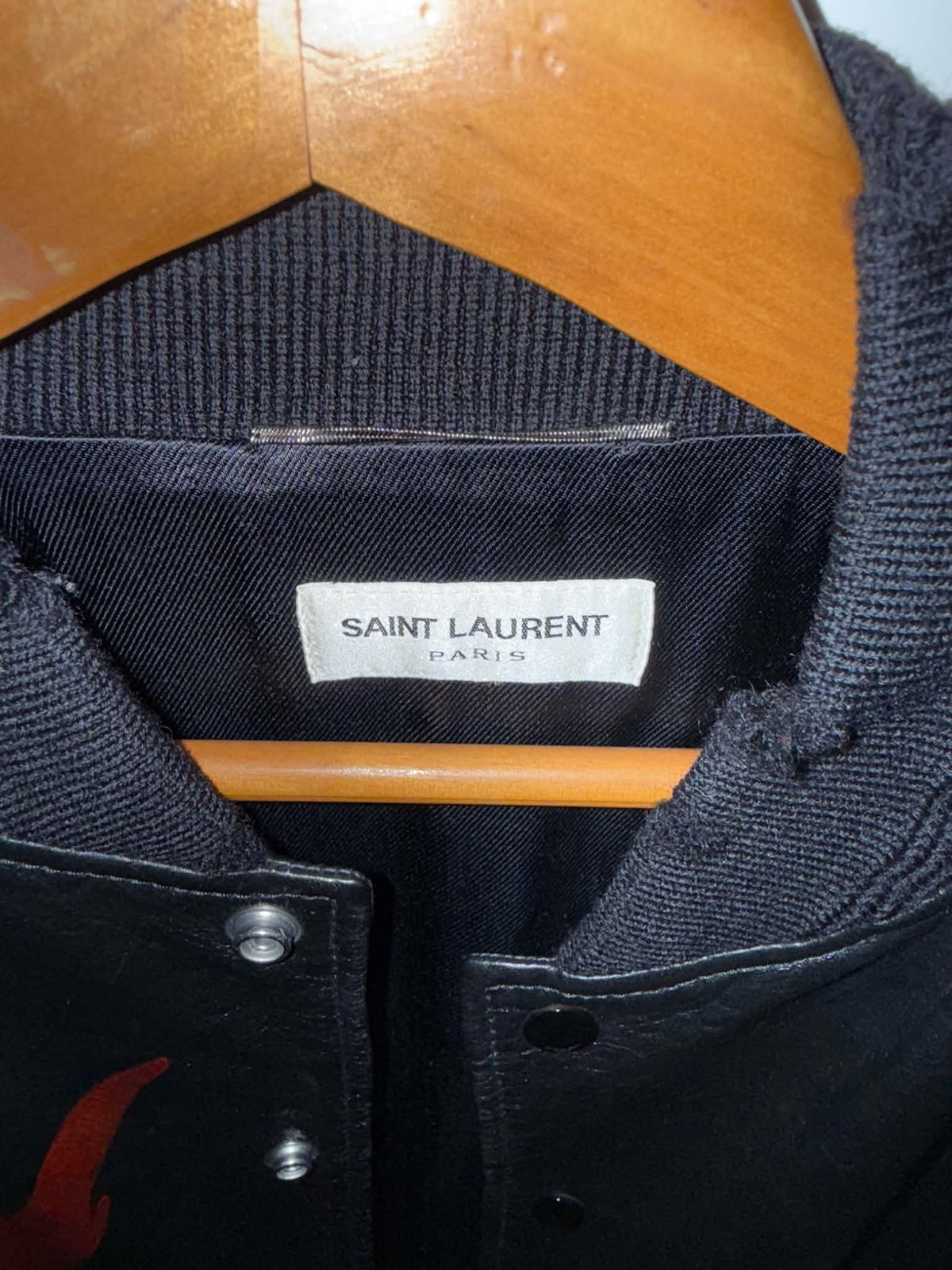 FW17 Saint Laurent x Hedi Slimane Flame Leather Teddy Jacket - 48