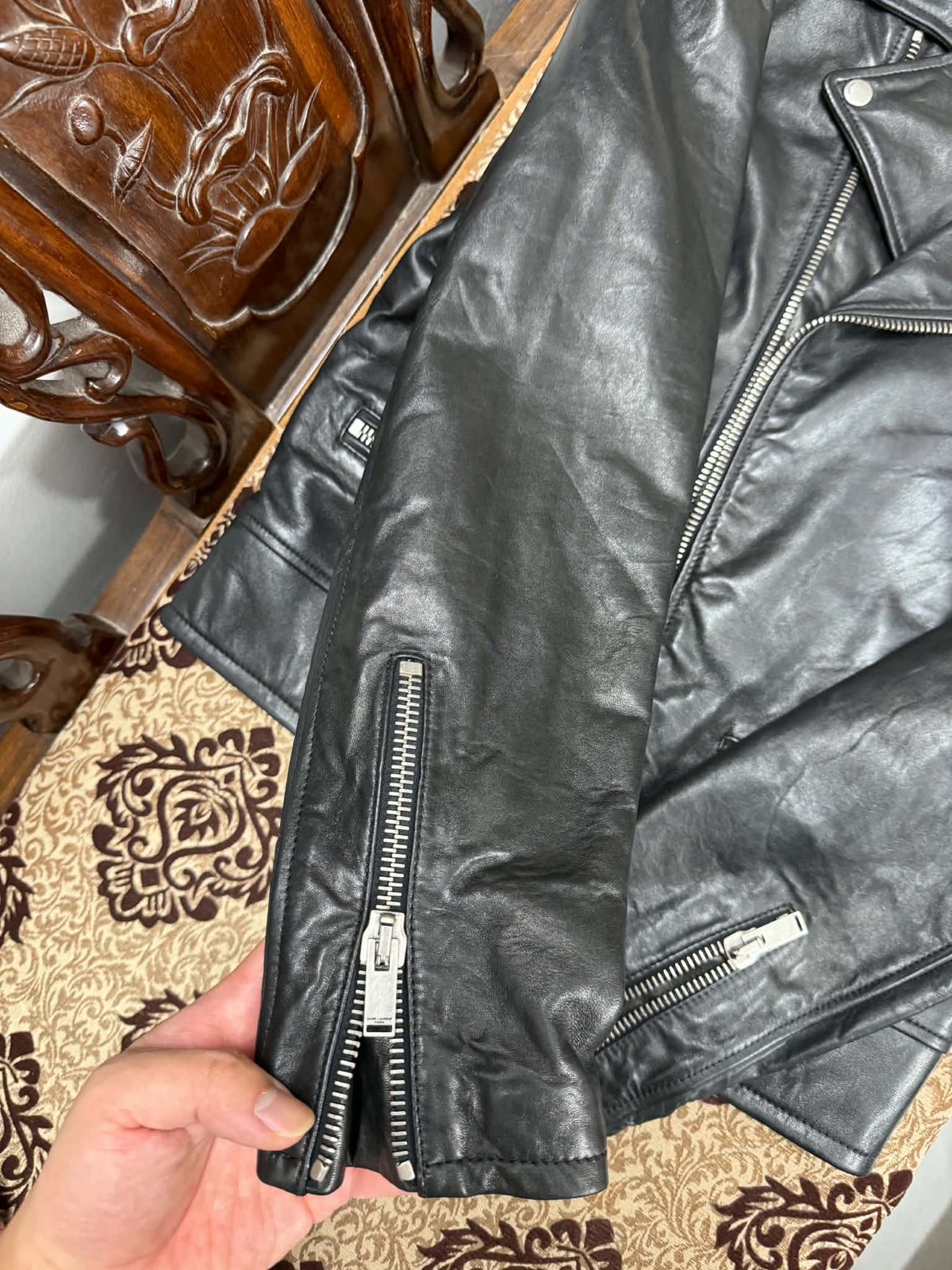 FW19 Saint Laurent L01 Leather Biker Jacket - IT46