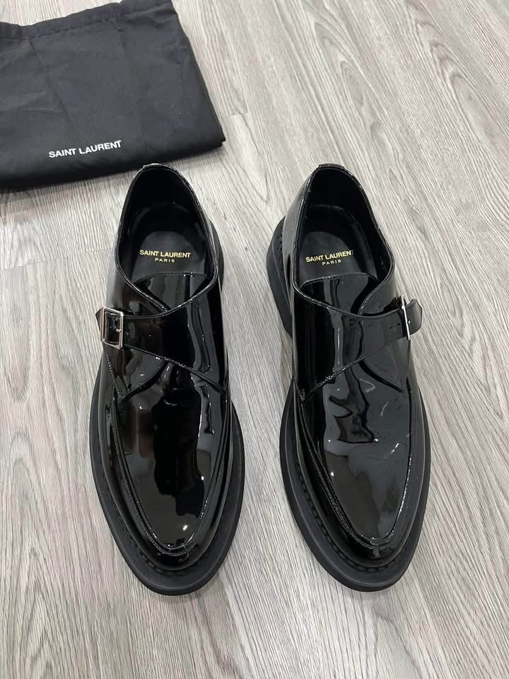 Saint Laurent Teddy Monk Strap Black Patent Leather - 41