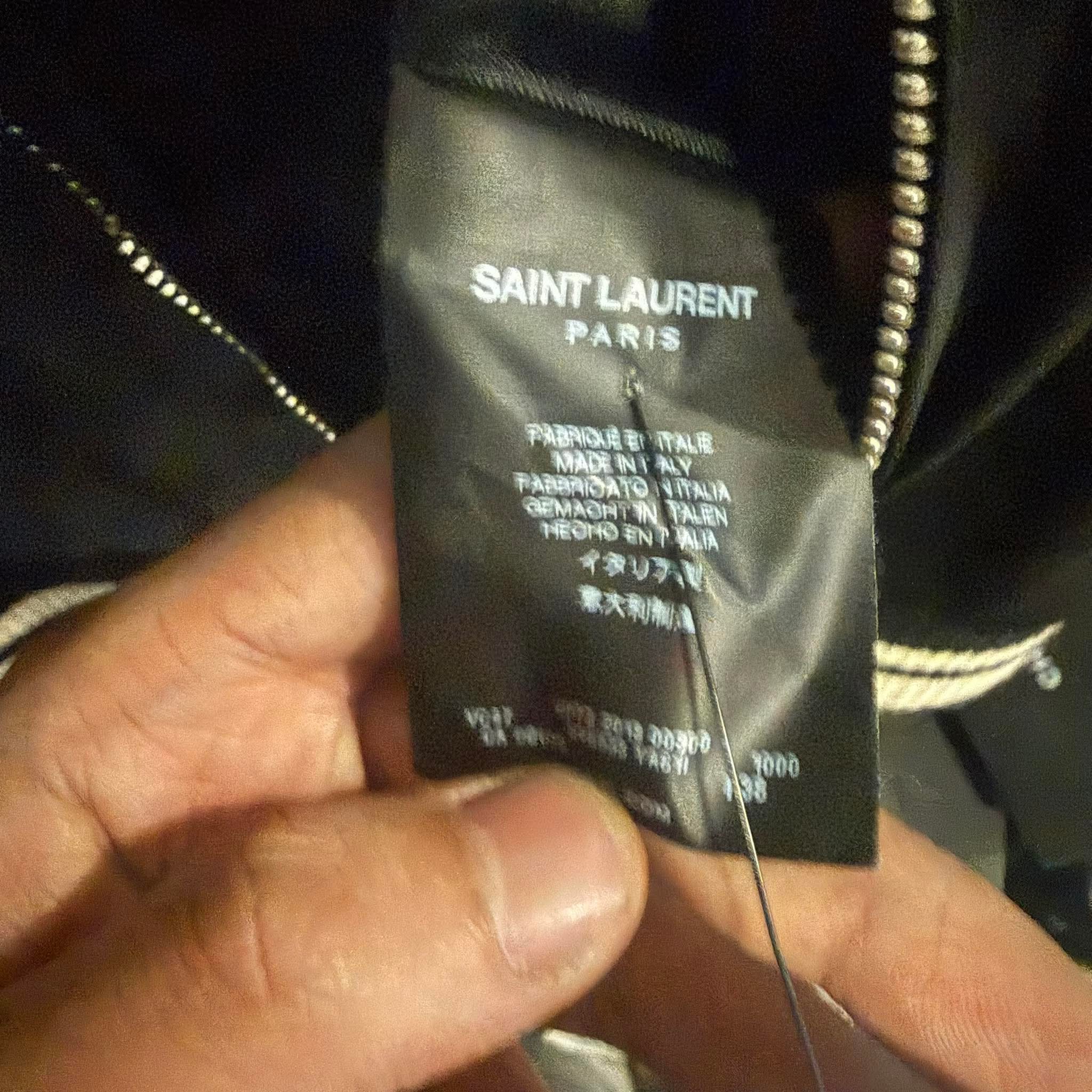 Hedi Slimane x Saint Laurent Blood Luster Silk Varsity Jacket - F38