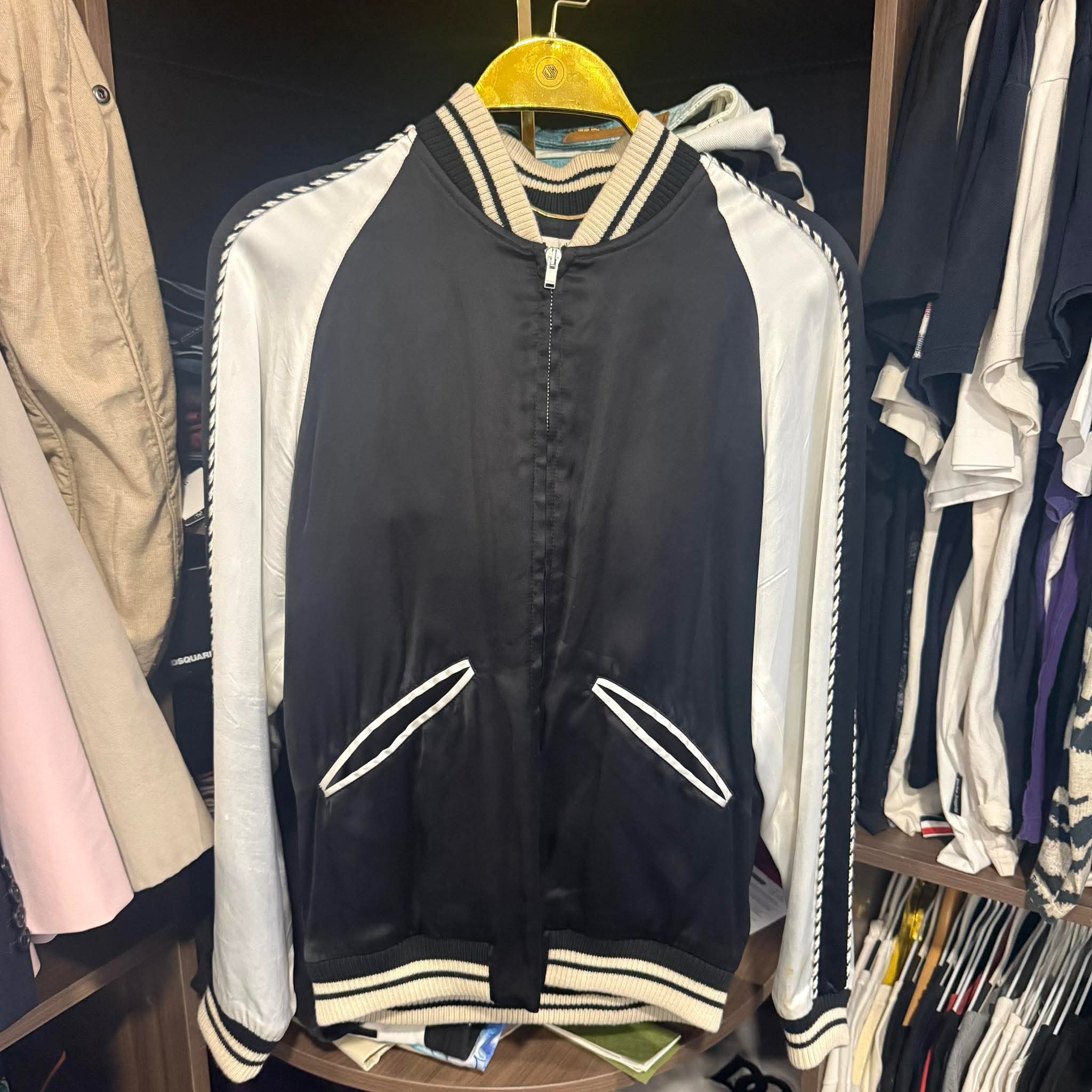 Hedi Slimane x Saint Laurent Blood Luster Silk Varsity Jacket - F38