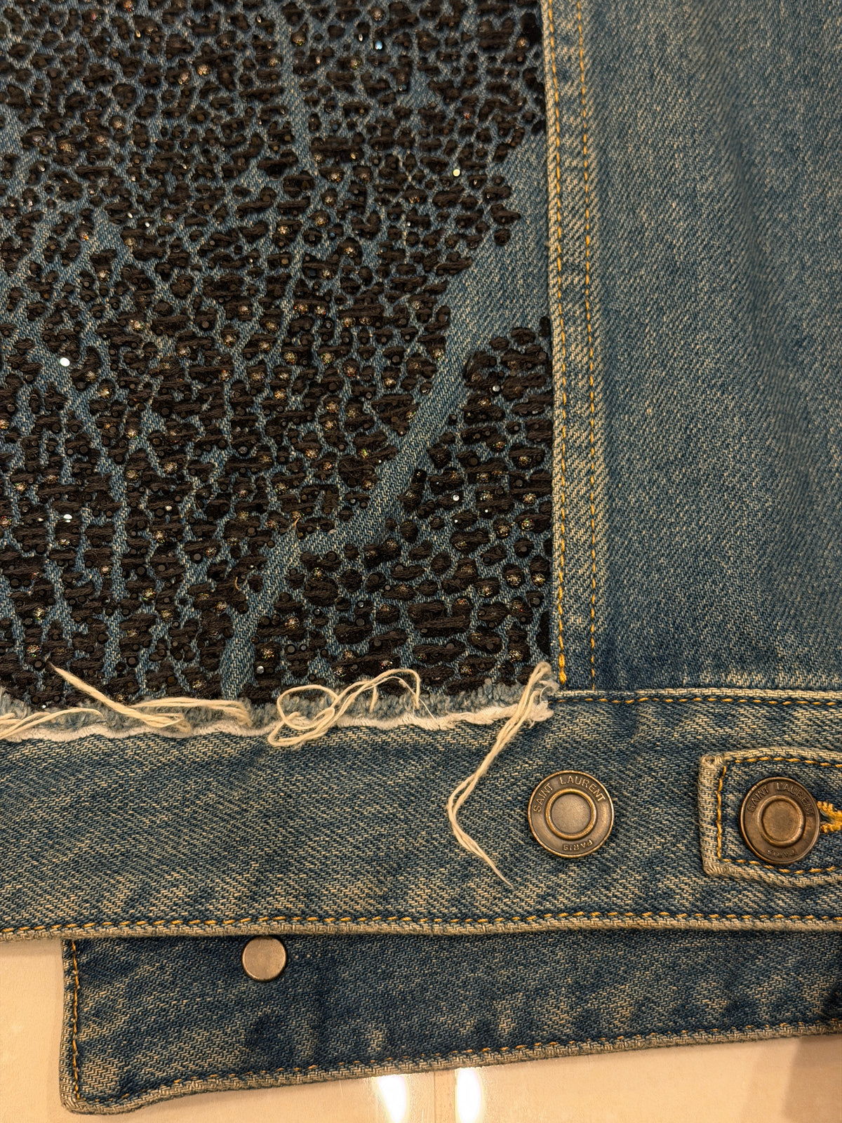 FW14 Runway Embroidered Denim Jacket - L