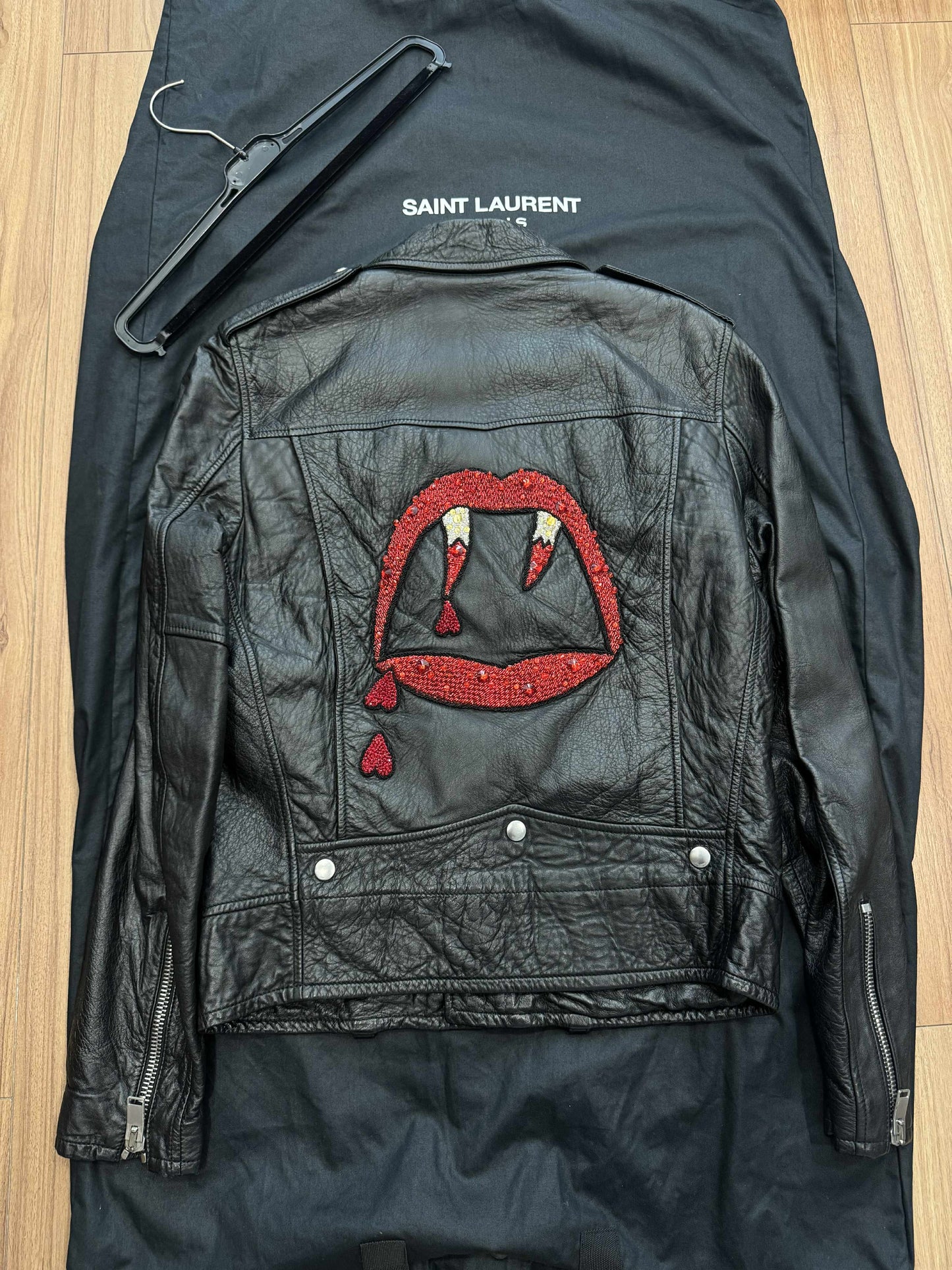 SAINT LAURENT L01 BLOOD LUSTER LEATHER JACKET - IT48