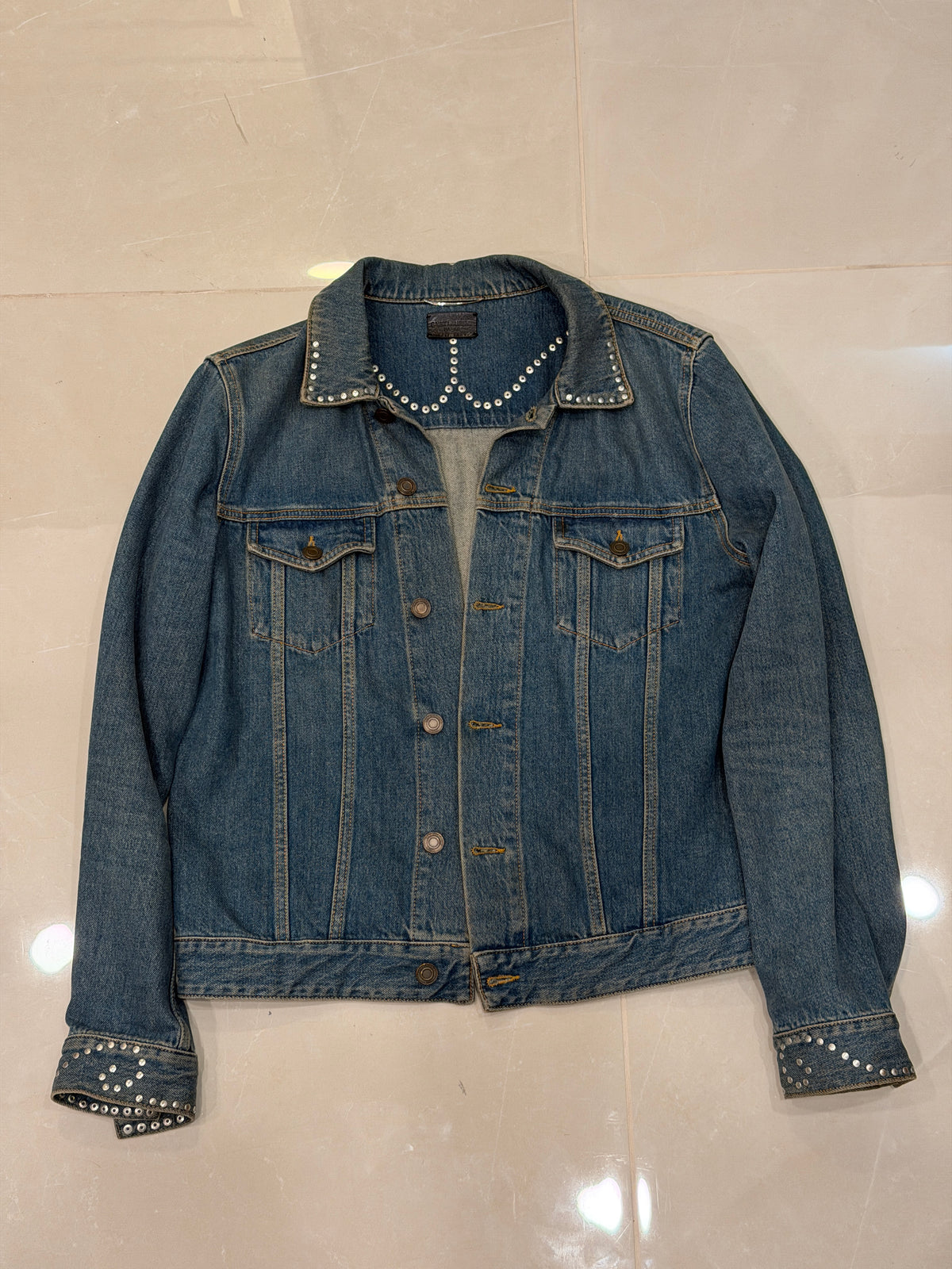 FW14 Runway Embroidered Denim Jacket - L