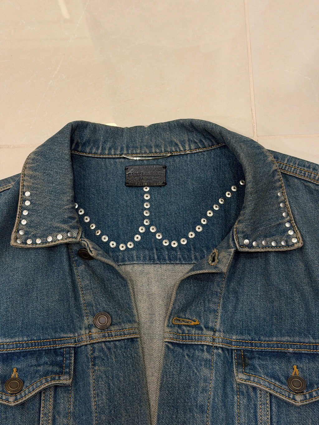 FW14 Runway Embroidered Denim Jacket - L