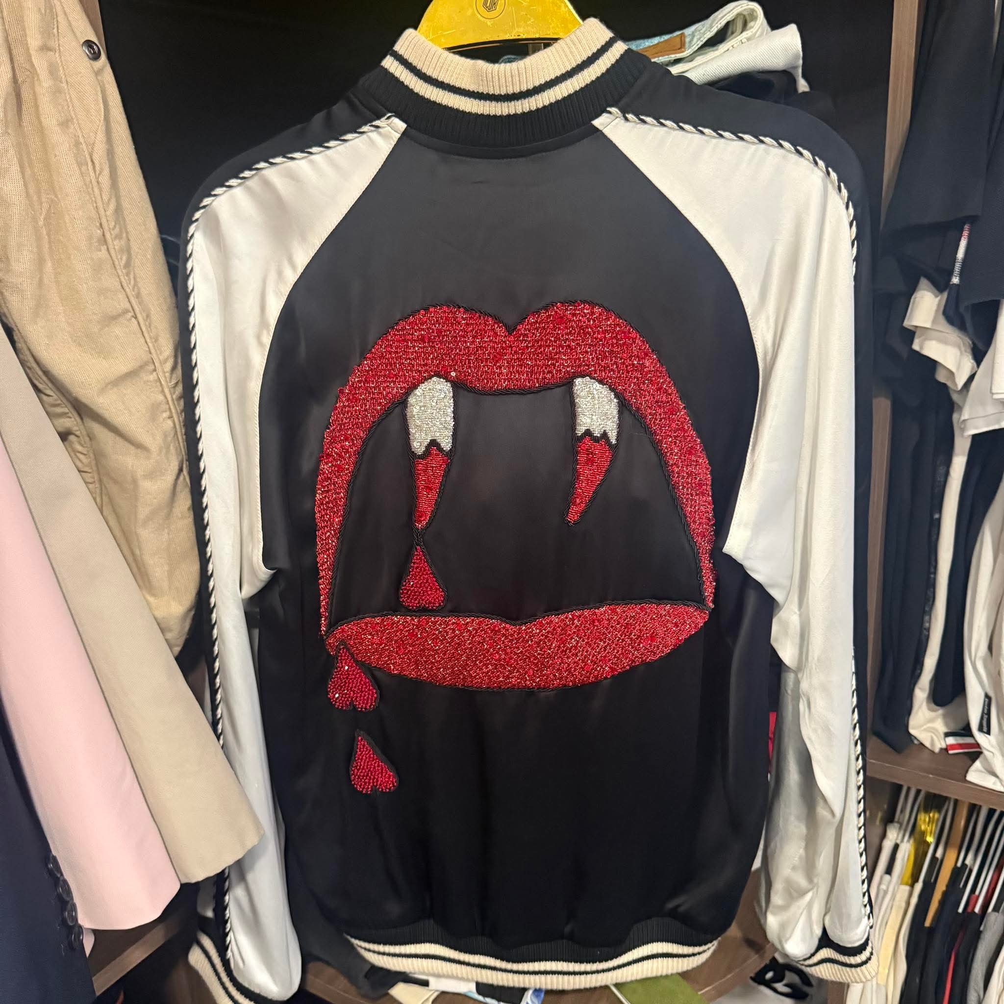 Hedi Slimane x Saint Laurent Blood Luster Silk Varsity Jacket - F38
