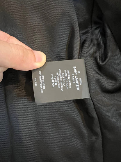 HEDI SLIMANE X SAINT LAURENT PARIS "YSL"" LOGO PATCH CLASSIC L01 BIKER LEATHER JACKET - IT46