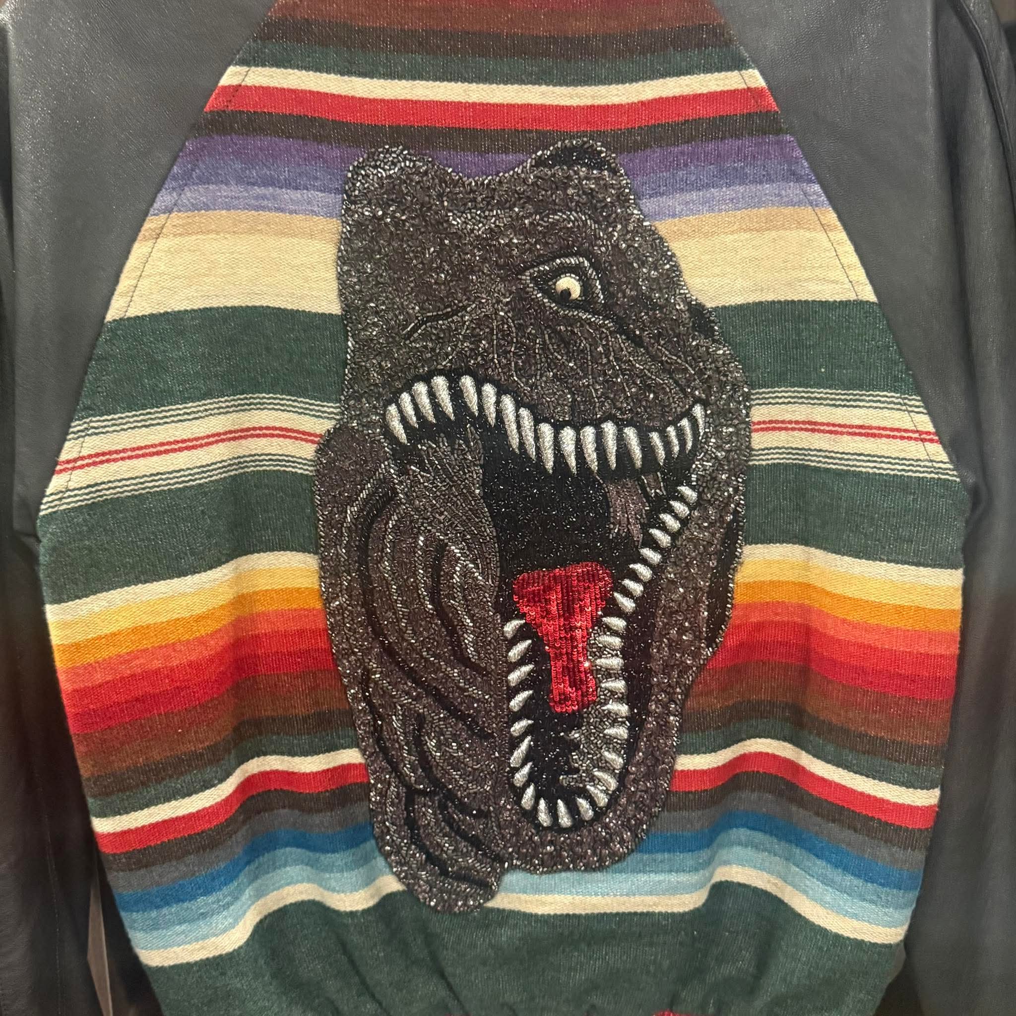 Hedi Slimane x Saint Laurent Dinosaur Camo Leather Teddy Bomber Jacket F34 Used