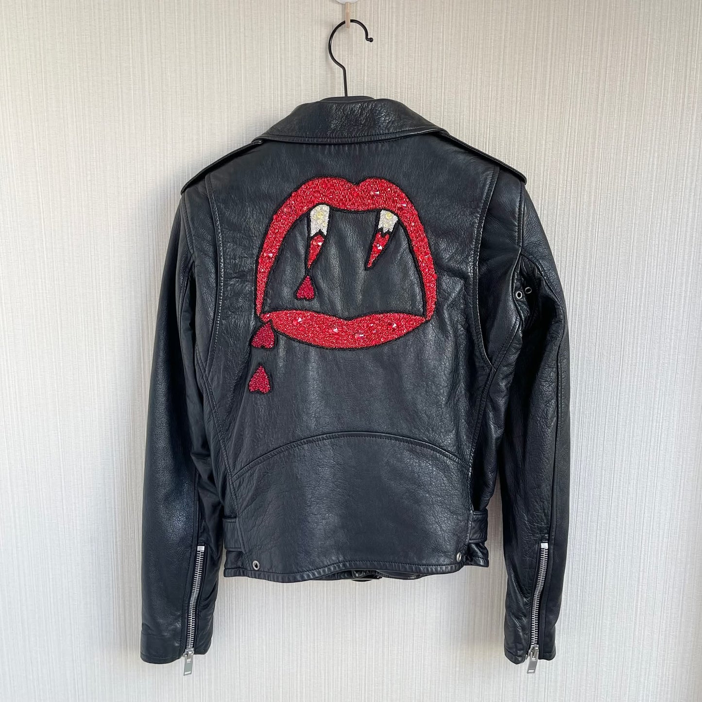 HEDI SLIMANE X SAINT LAURENT PARIS BLOOD LUSTER L17 BIKER LEATHER JACKET - F36