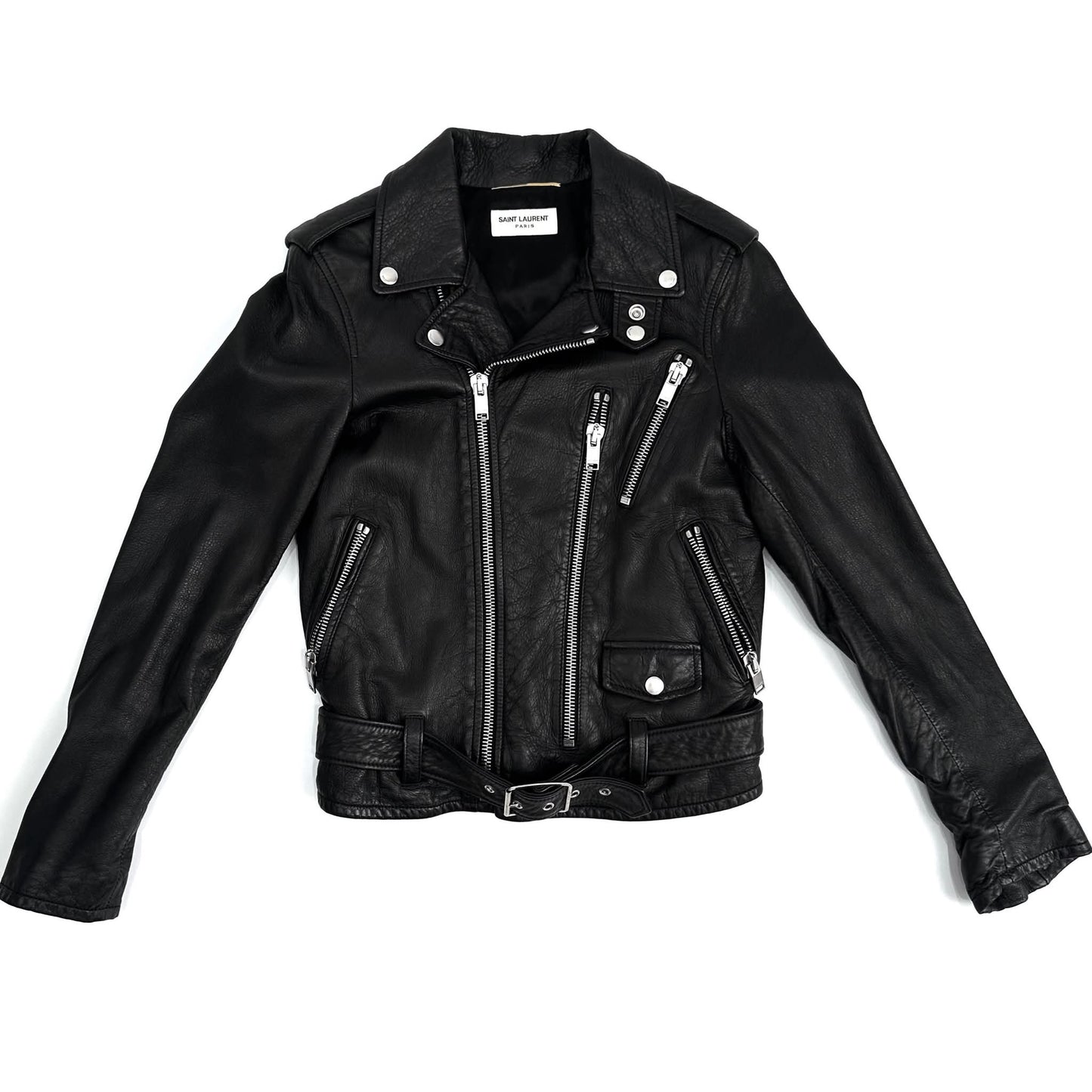 HEDI SLIMANE X SAINT LAURENT PARIS BLOOD LUSTER L17 BIKER LEATHER JACKET - F36