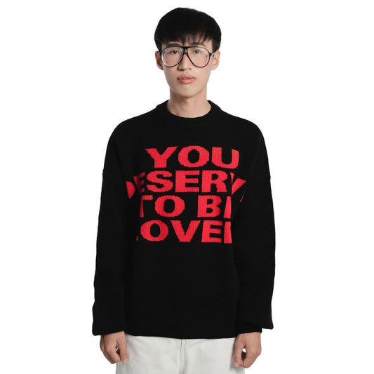 YOU DESERVE TO BE LOVED KNIT SWEATER/ RED BLACK