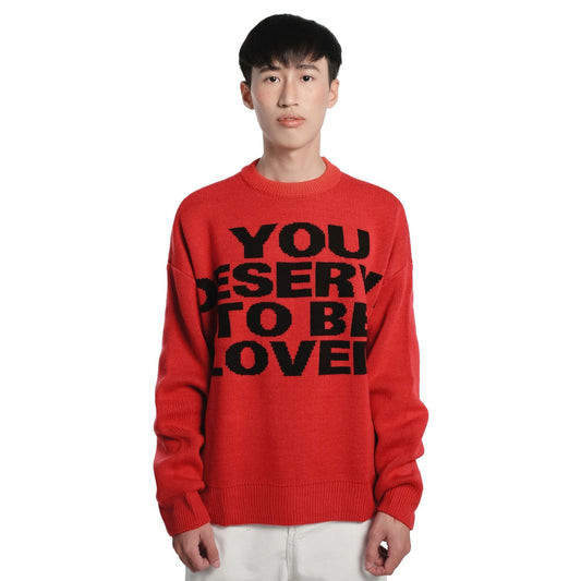YOU DESERVE TO BE LOVED KNIT SWEATER/ BLACK RED