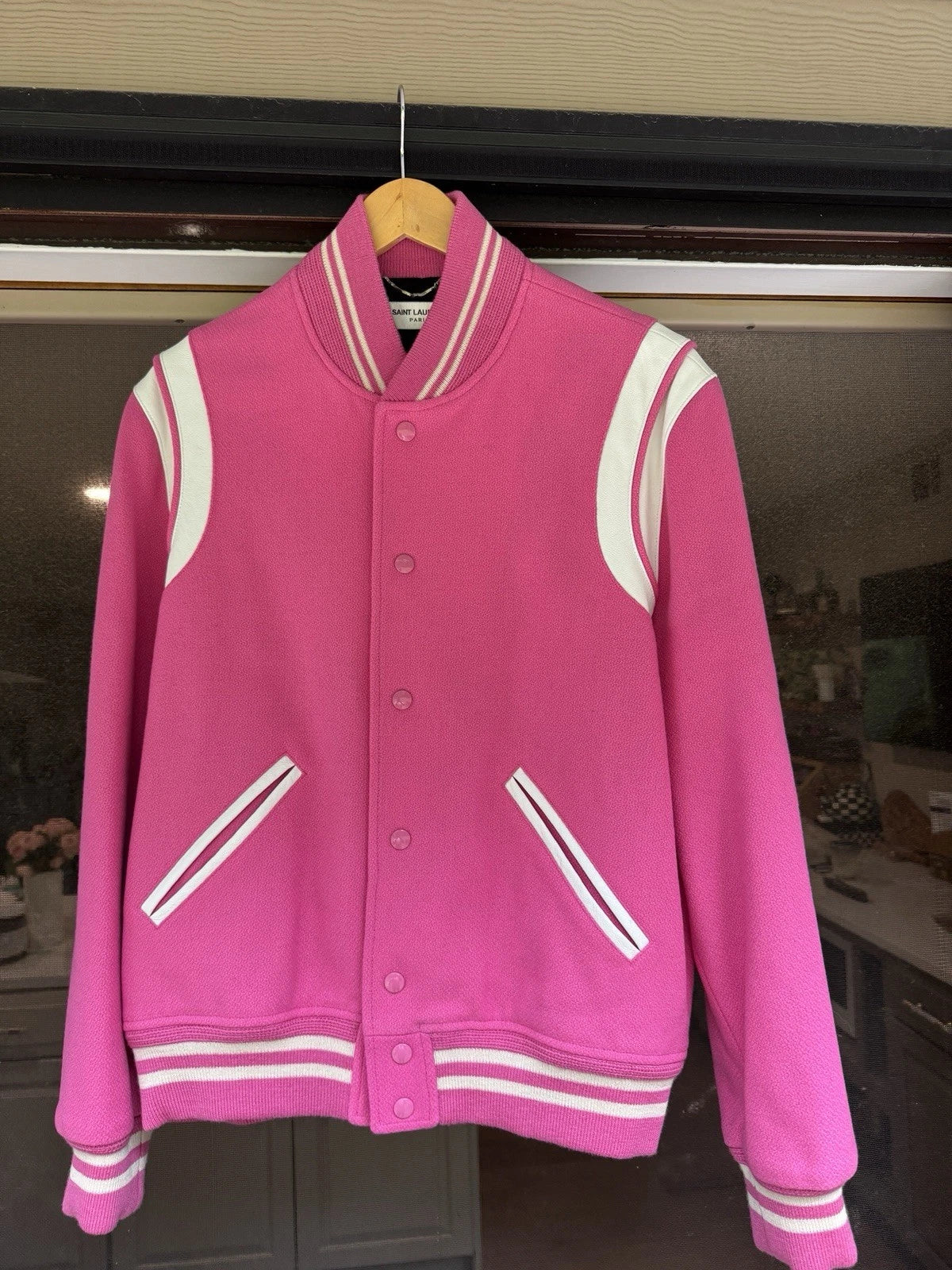 FW16 SAINT LAURENT X HEDI SLIMANE PINK TEDDY JACKET - 50